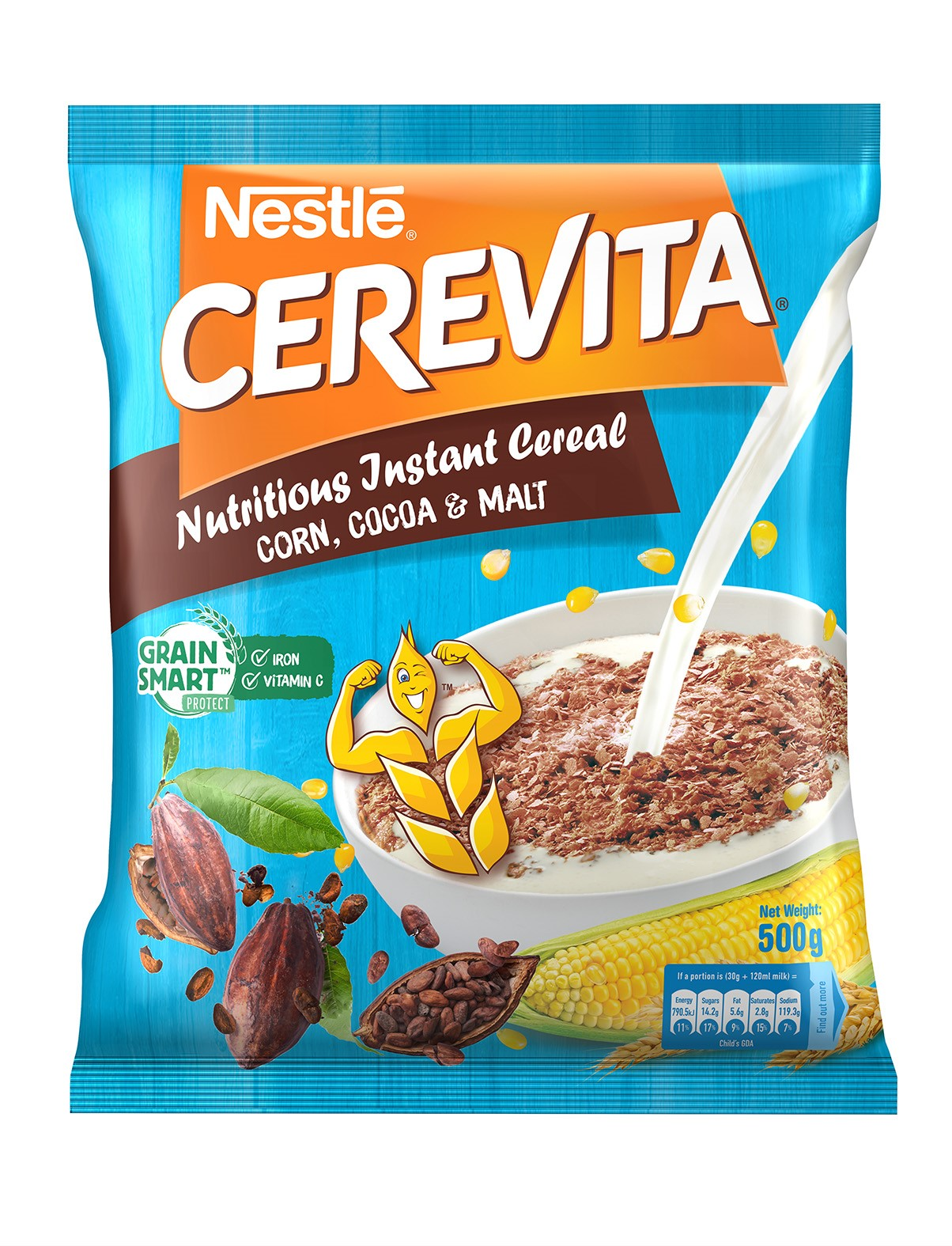 Corn, cocoa, and malt